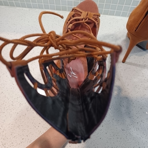 Giuseppe Zanotti lace up scalloped gladiator suede boots sandals heels - Picture 10 of 12